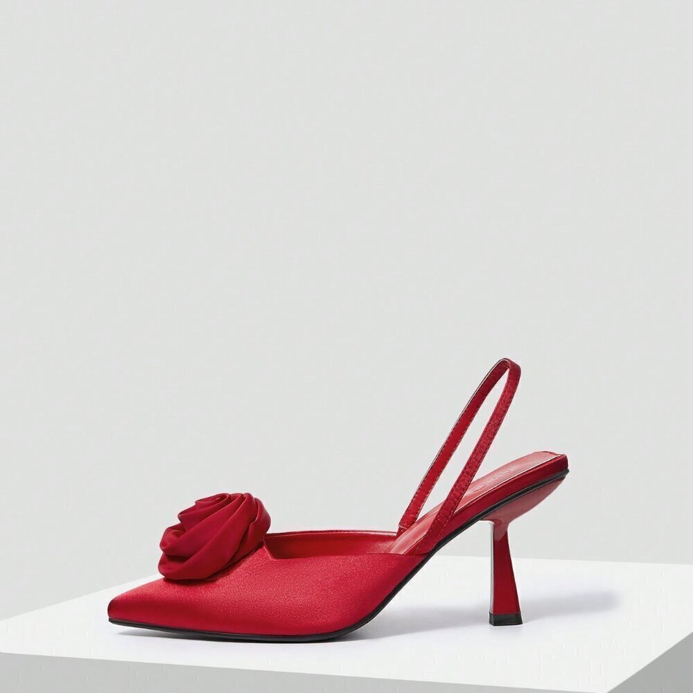 Red Elegant Women's Soft Bottom Slippers